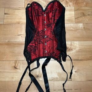 Adore Me red and black lace corset top